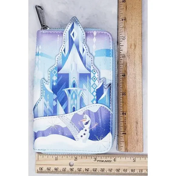 LOUNGEFLY X DISNEY FROZEN Princess Castle Zip Around Wallet Blue White Purple - Picture 8 of 15